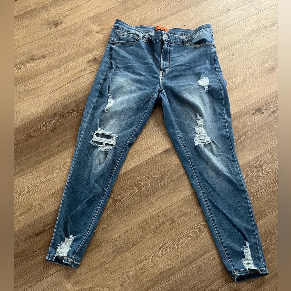 Wax Jean Butt I Love You Distressed Jeans Size 18